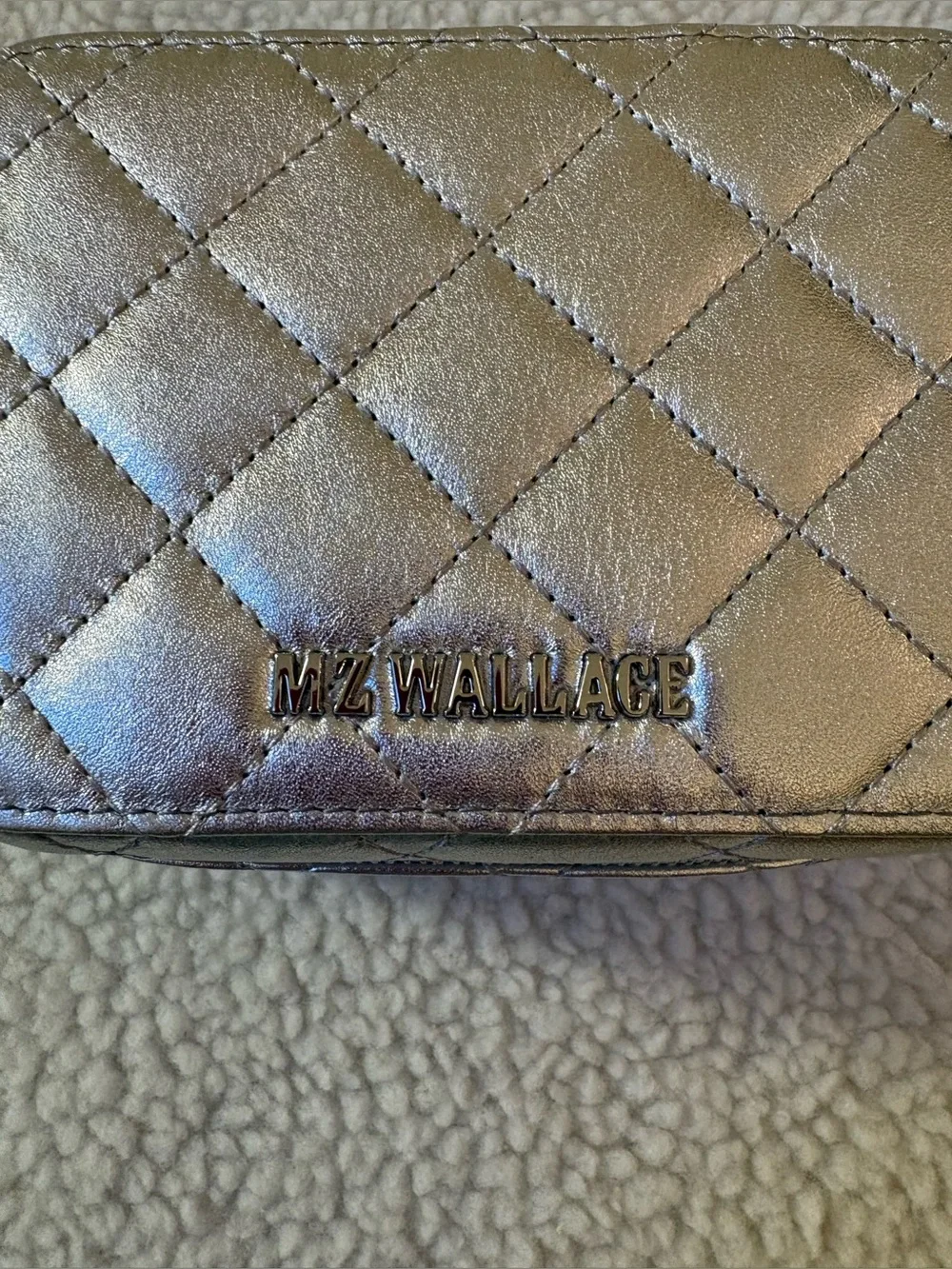 MZ Wallace Quilted Metallic Silver  Jewelry Box